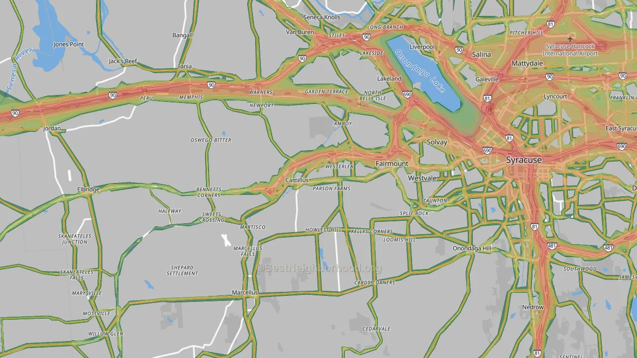 Camillus, NY Map of Noise Levels in Camillus