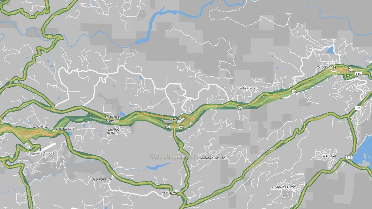 Camino, CA Map of Noise Levels in Camino