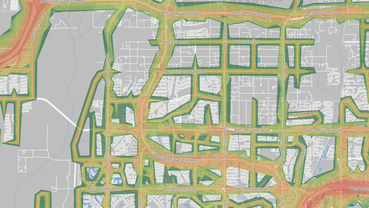 Camino Lago, Phoenix, AZ Map of Noise Levels in Camino Lago
