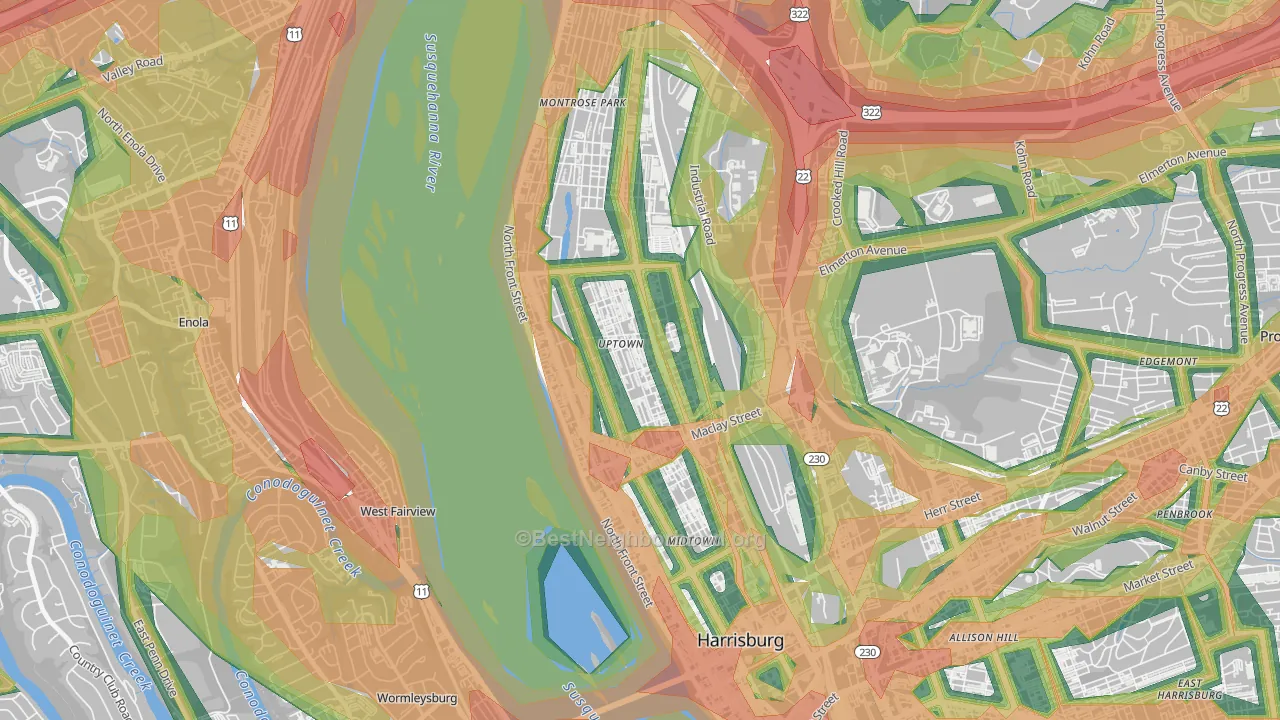 Camp Curtin, Harrisburg, PA Map of Noise Levels in Camp Curtin