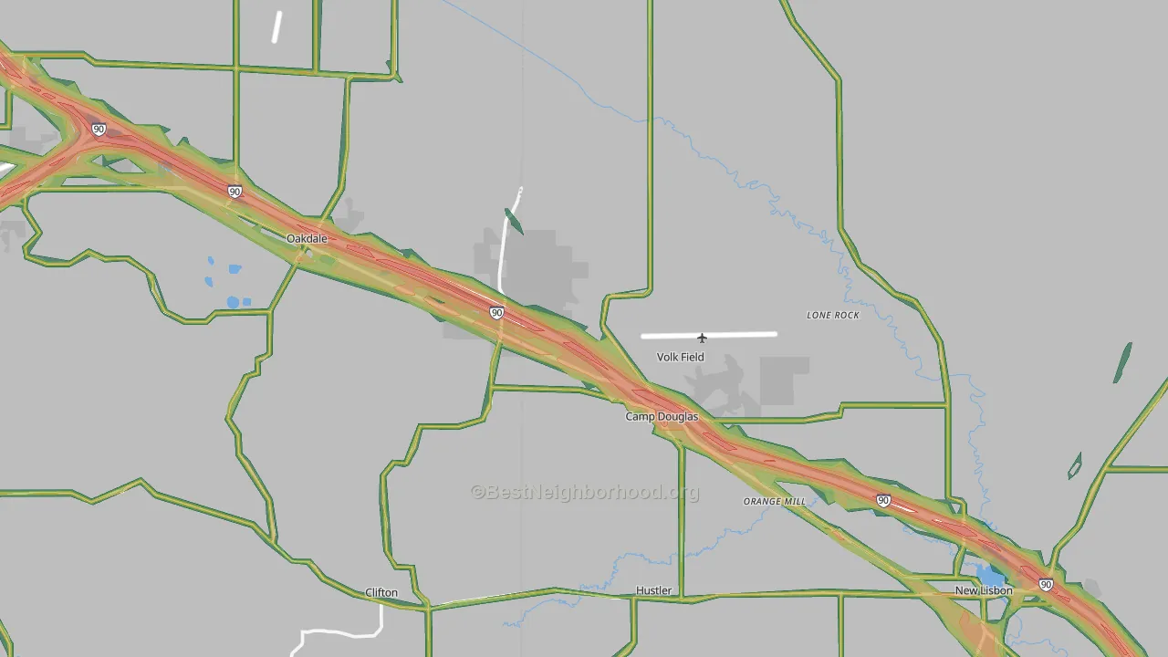 Camp Douglas, WI Map of Noise Levels in Camp Douglas