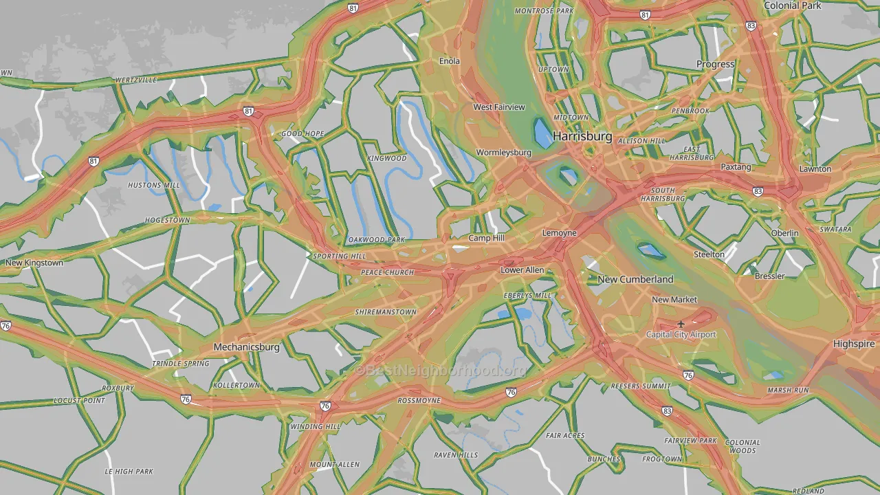Camp Hill, PA Map of Noise Levels in Camp Hill