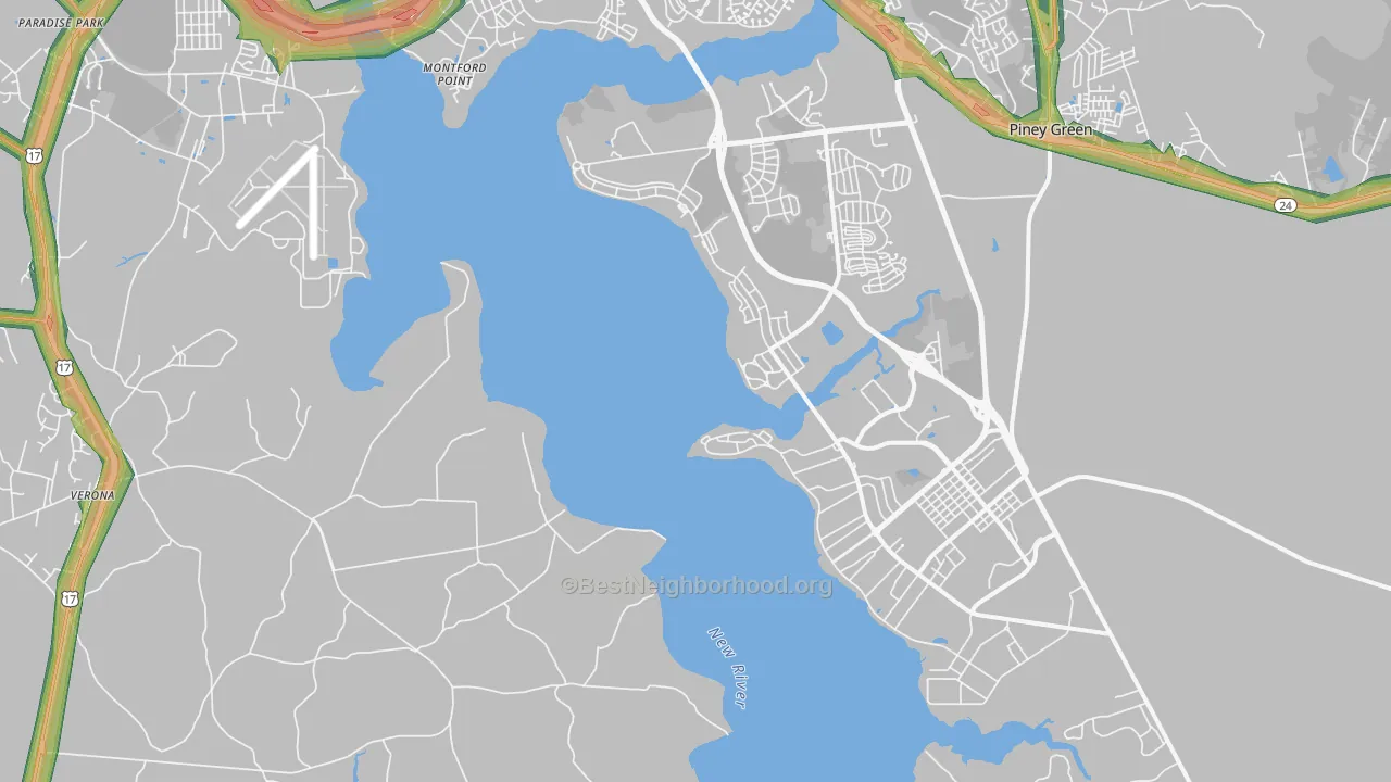 Camp Lejeune, NC Map of Noise Levels in Camp Lejeune