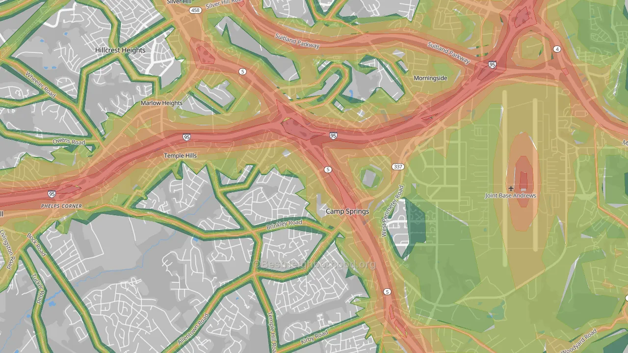 Camp Springs, MD Map of Noise Levels in Camp Springs