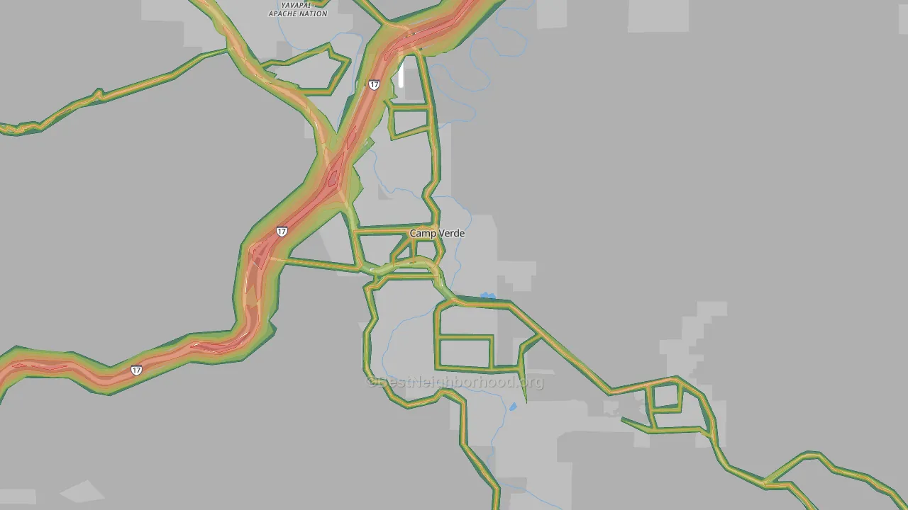 Camp Verde, AZ Map of Noise Levels in Camp Verde