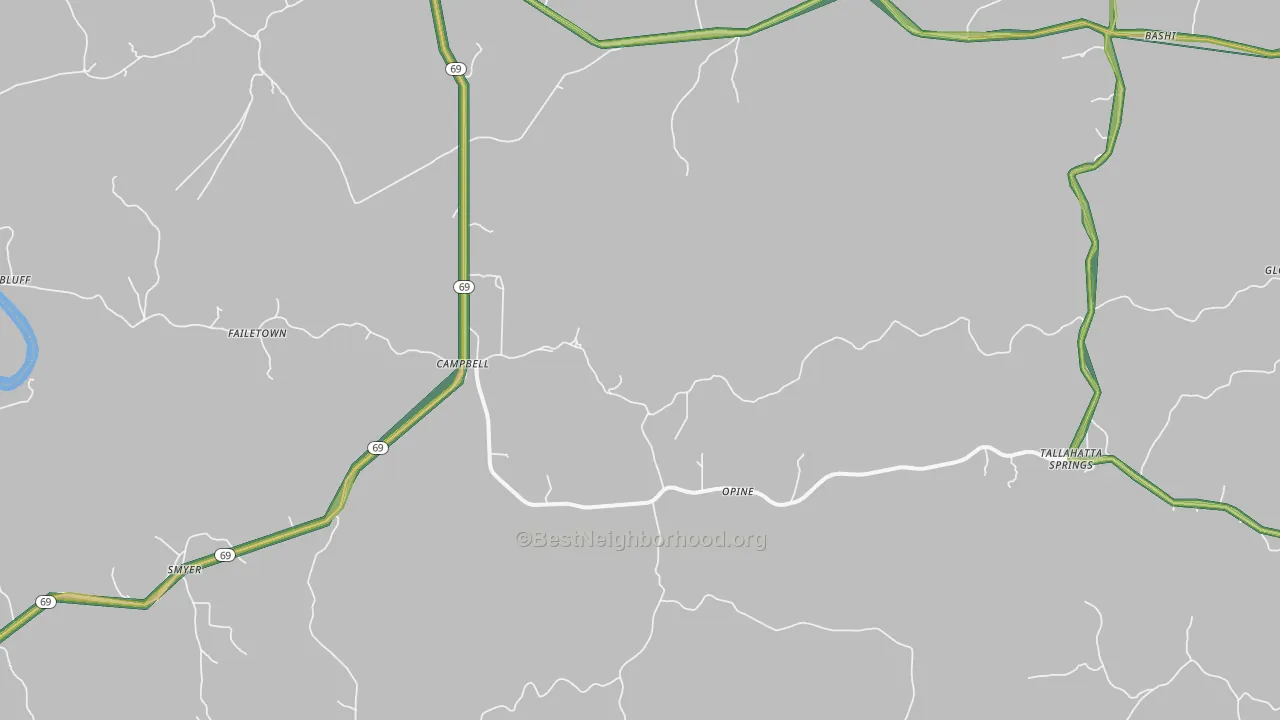 Campbell, AL Map of Noise Levels in Campbell