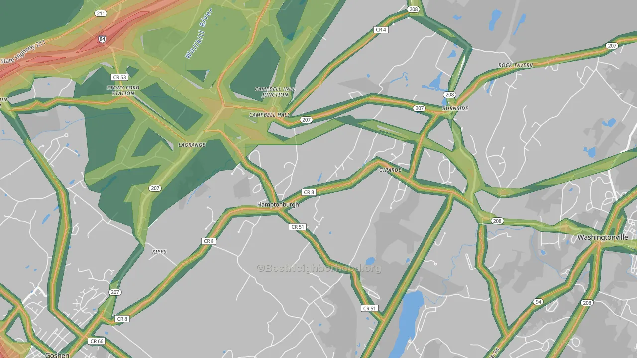 Campbell Hall, NY Map of Noise Levels in Campbell Hall