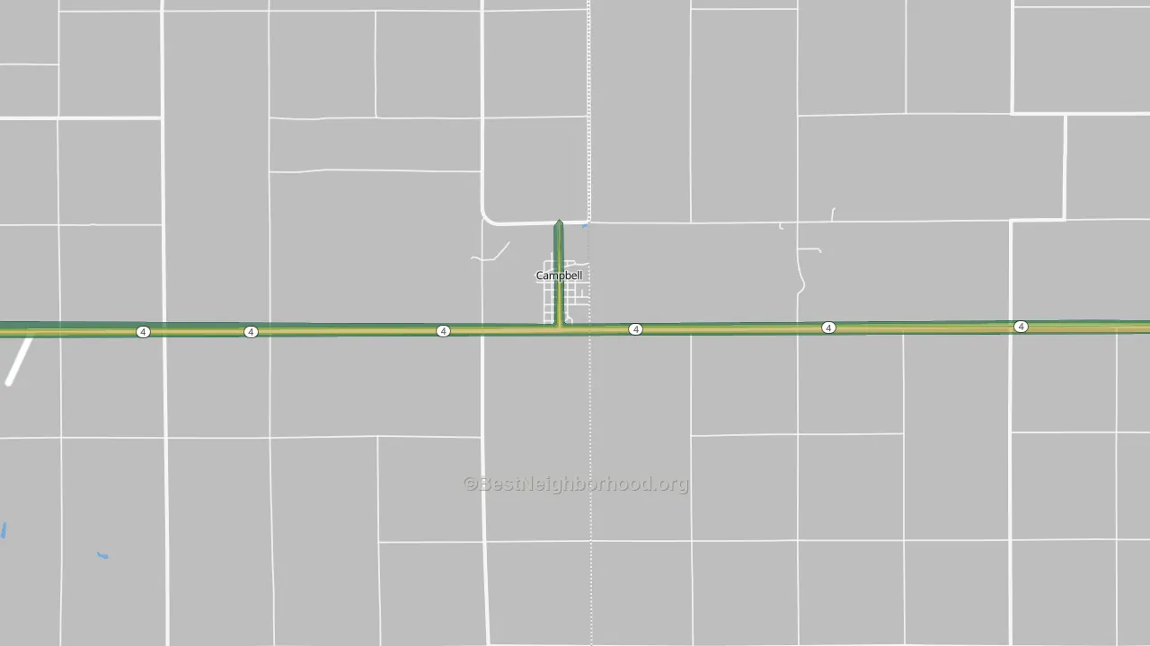 Campbell, NE Map of Noise Levels in Campbell