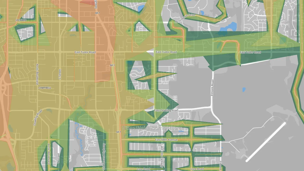Campbell Park, Anchorage, AK Map of Noise Levels in Campbell Park