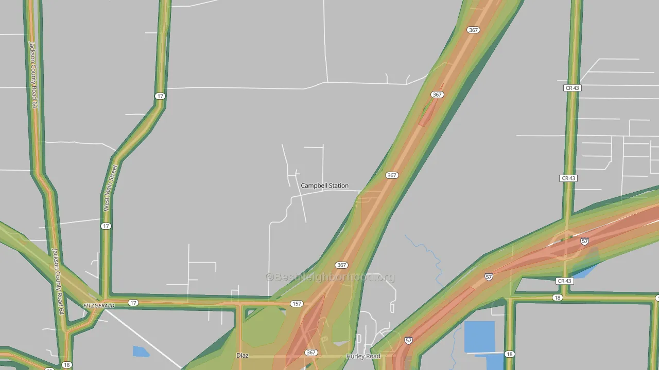 Campbell Station, AR Map of Noise Levels in Campbell Station