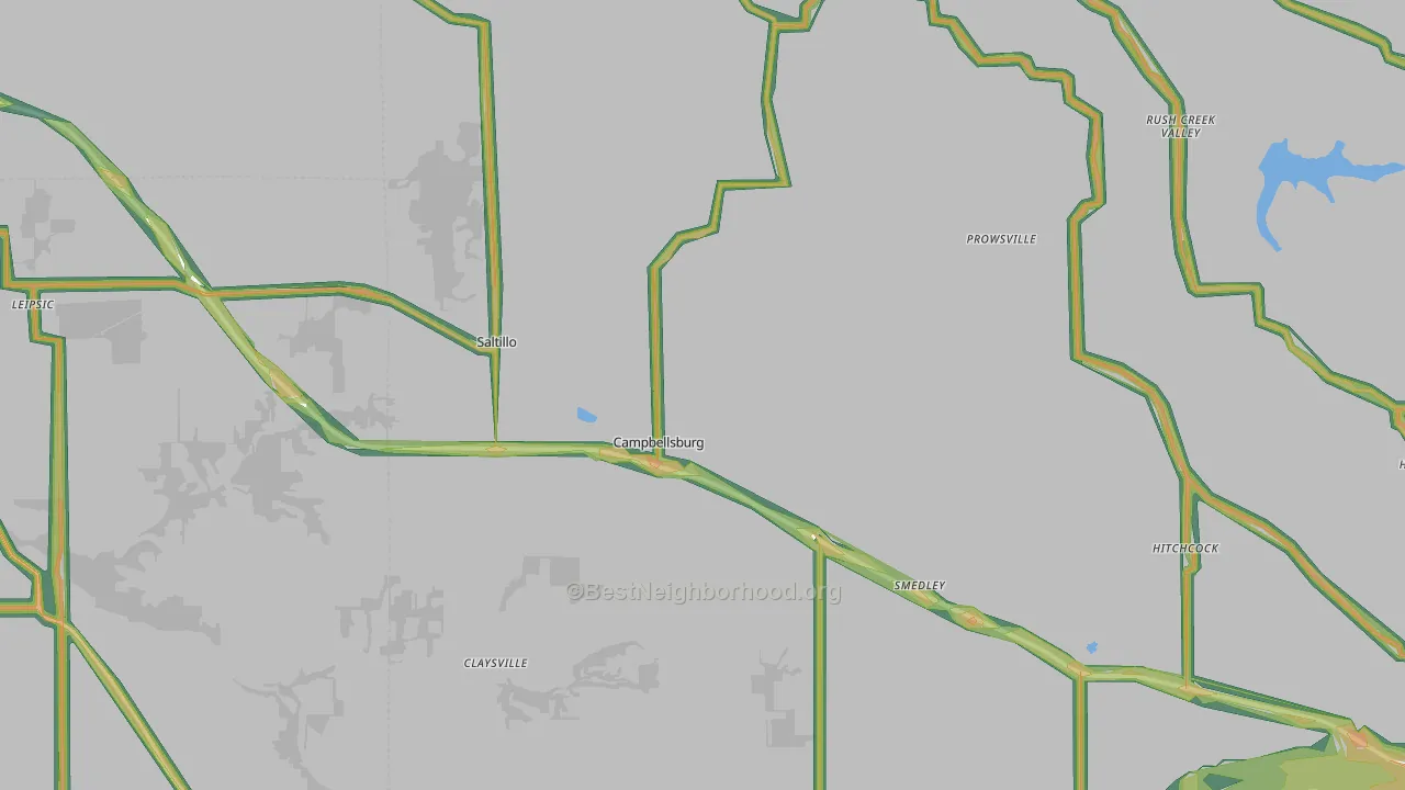 Campbellsburg, IN Map of Noise Levels in Campbellsburg