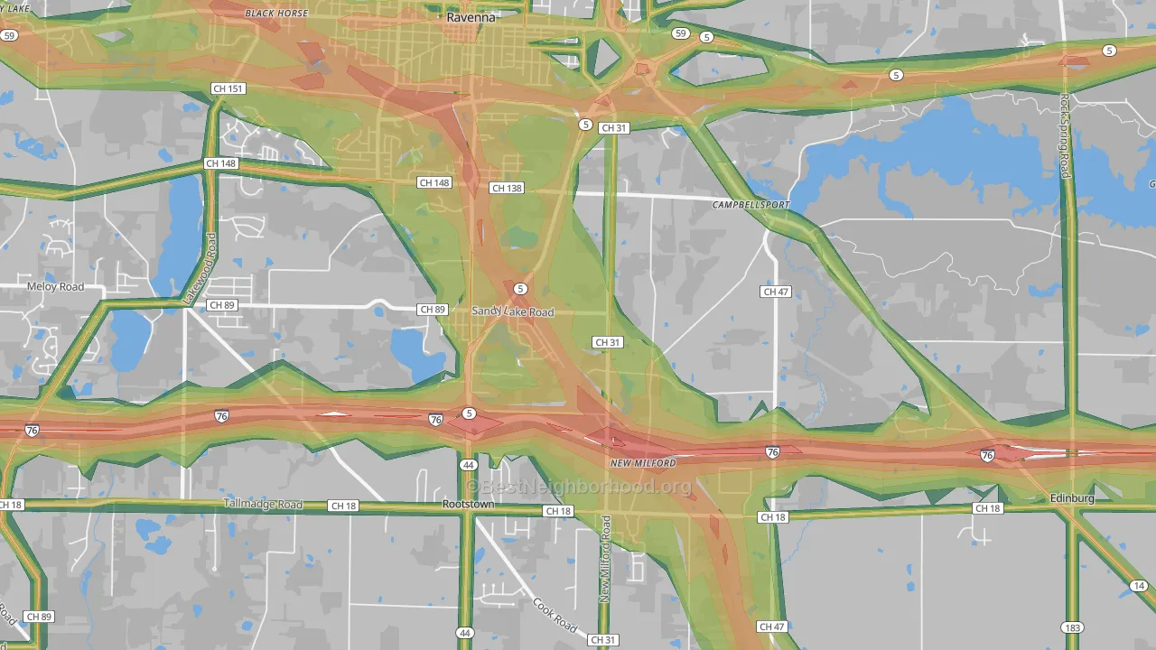Campbellsport, OH Map of Noise Levels in Campbellsport