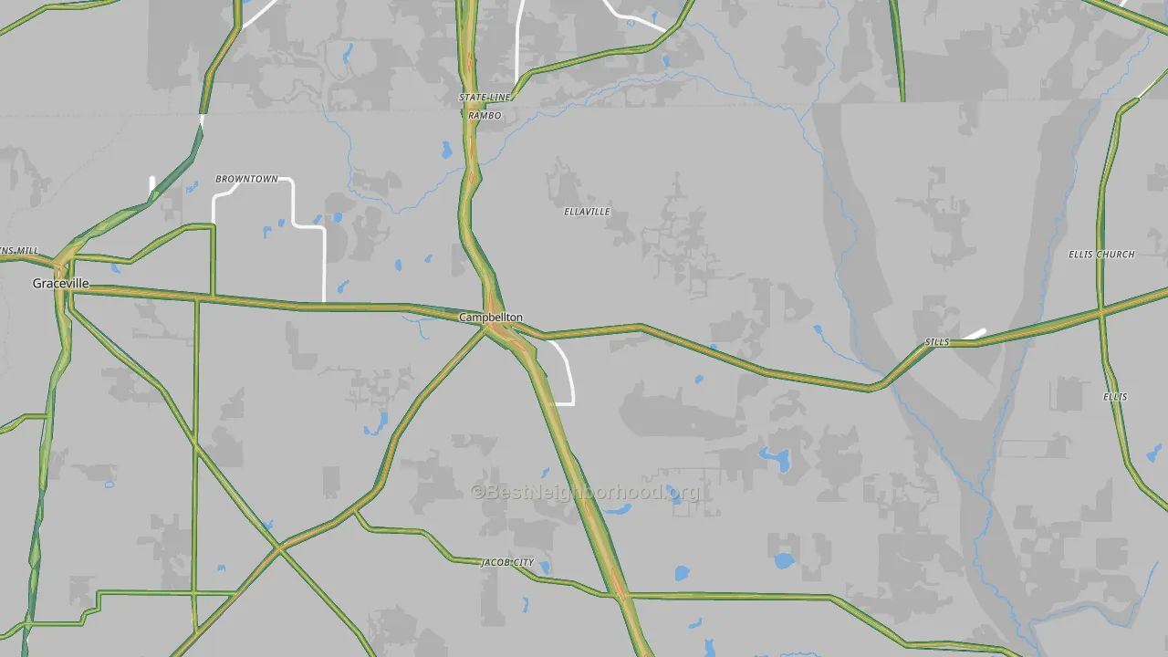 Campbellton, FL Map of Noise Levels in Campbellton