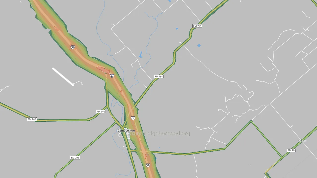Campbellton, TX Map of Noise Levels in Campbellton