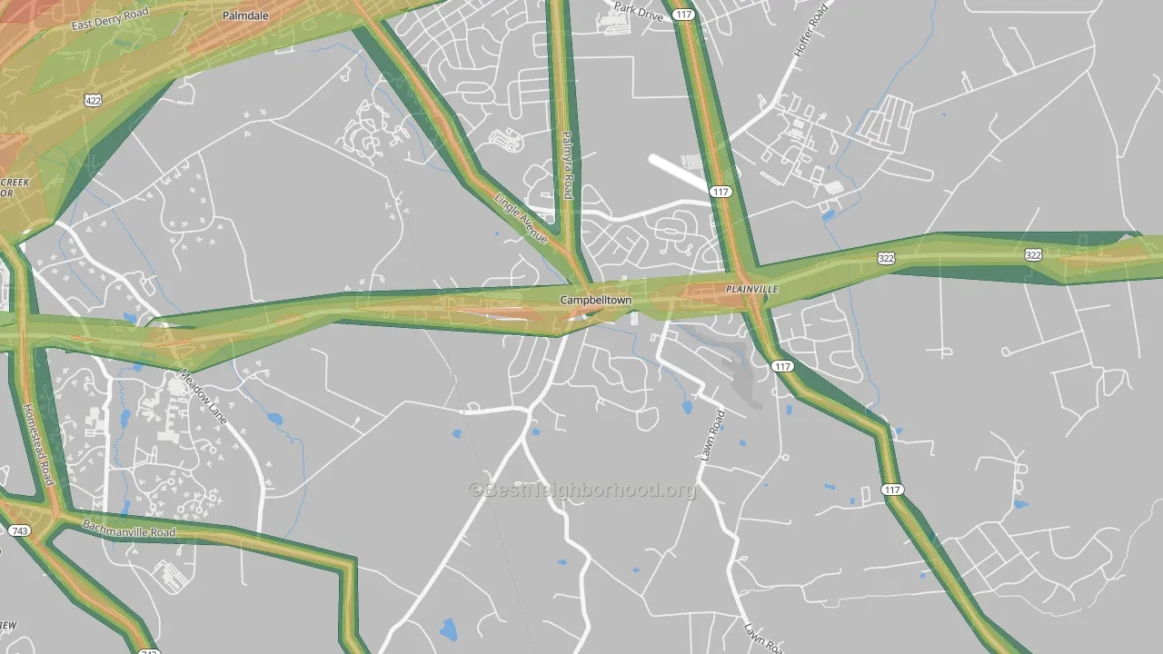 Campbelltown, PA Map of Noise Levels in Campbelltown