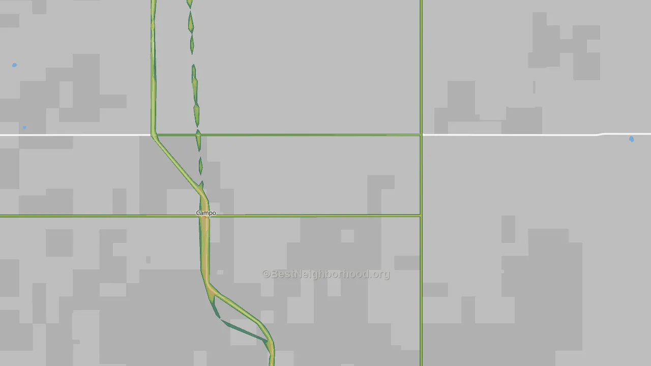 Campo, CO Map of Noise Levels in Campo