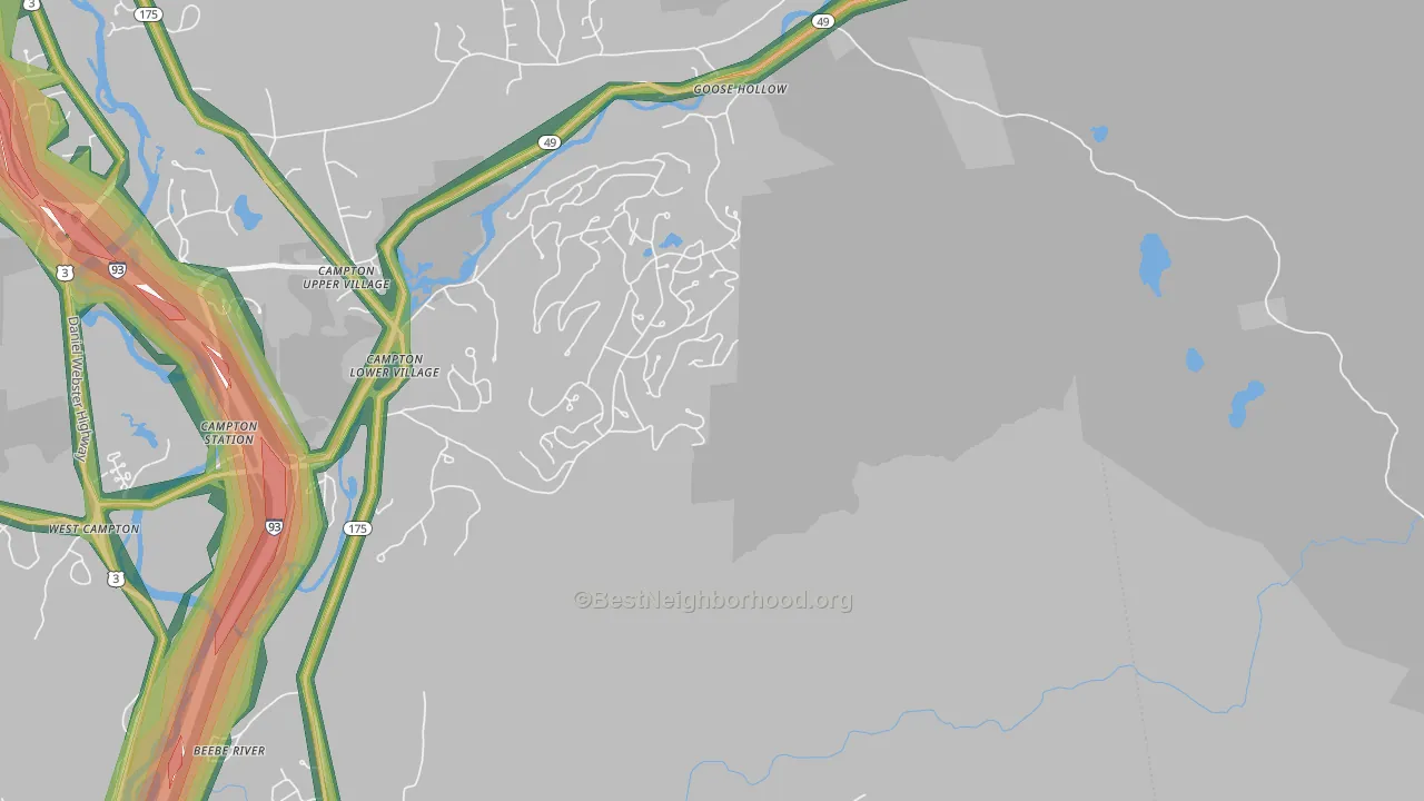 Campton Lower Village, NH Map of Noise Levels in Campton Lower Village