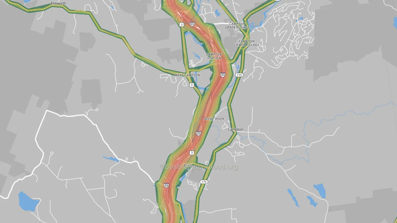 Campton, NH Map of Noise Levels in Campton