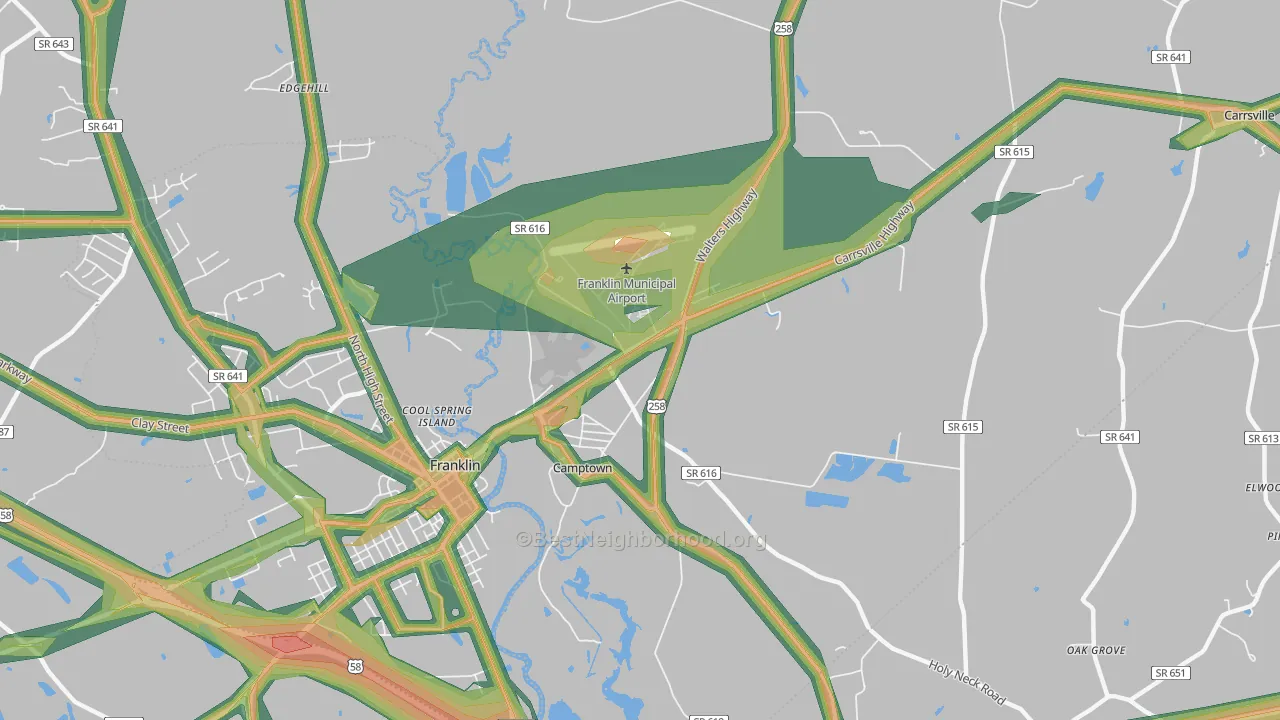 Camptown, VA Map of Noise Levels in Camptown