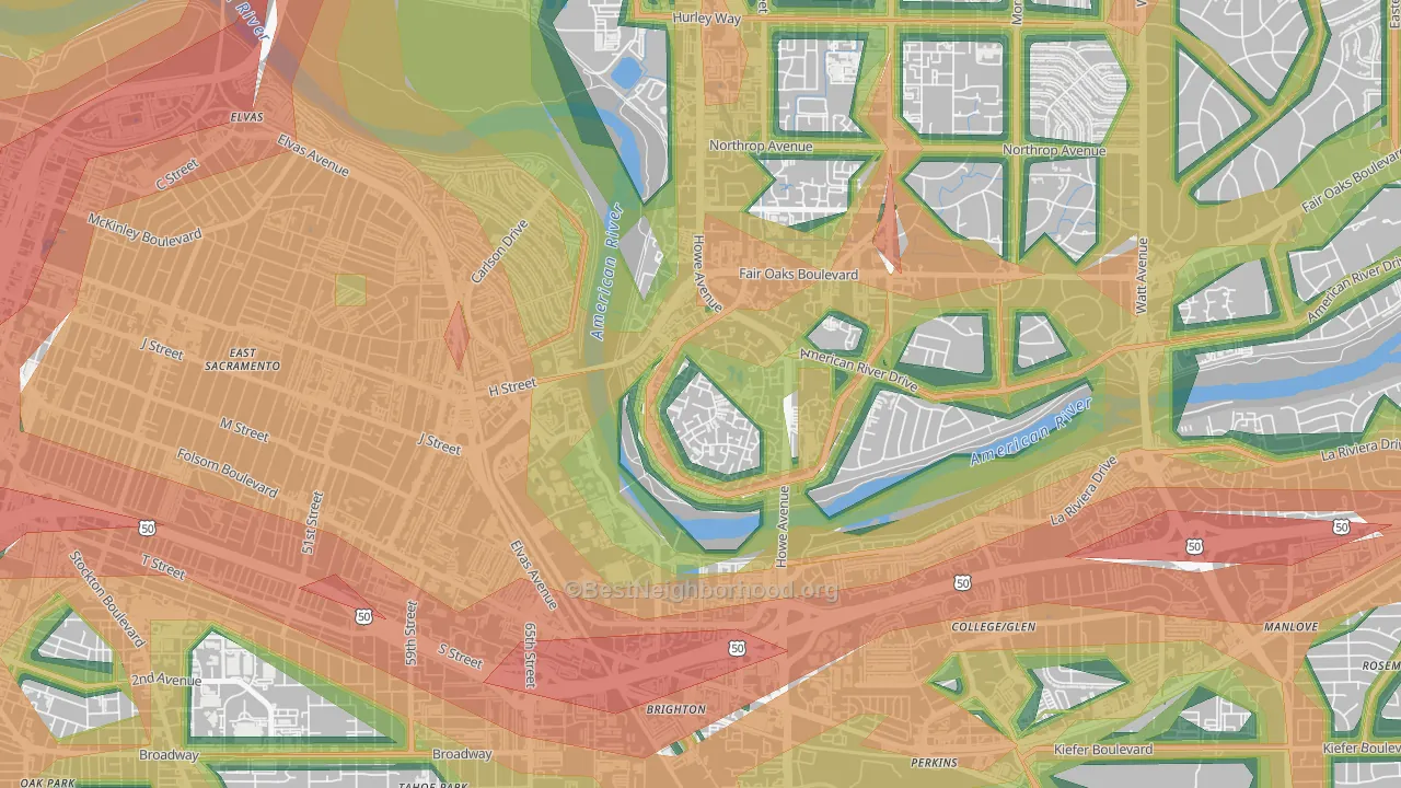 Campus Commons, Sacramento, CA Map of Noise Levels in Campus Commons