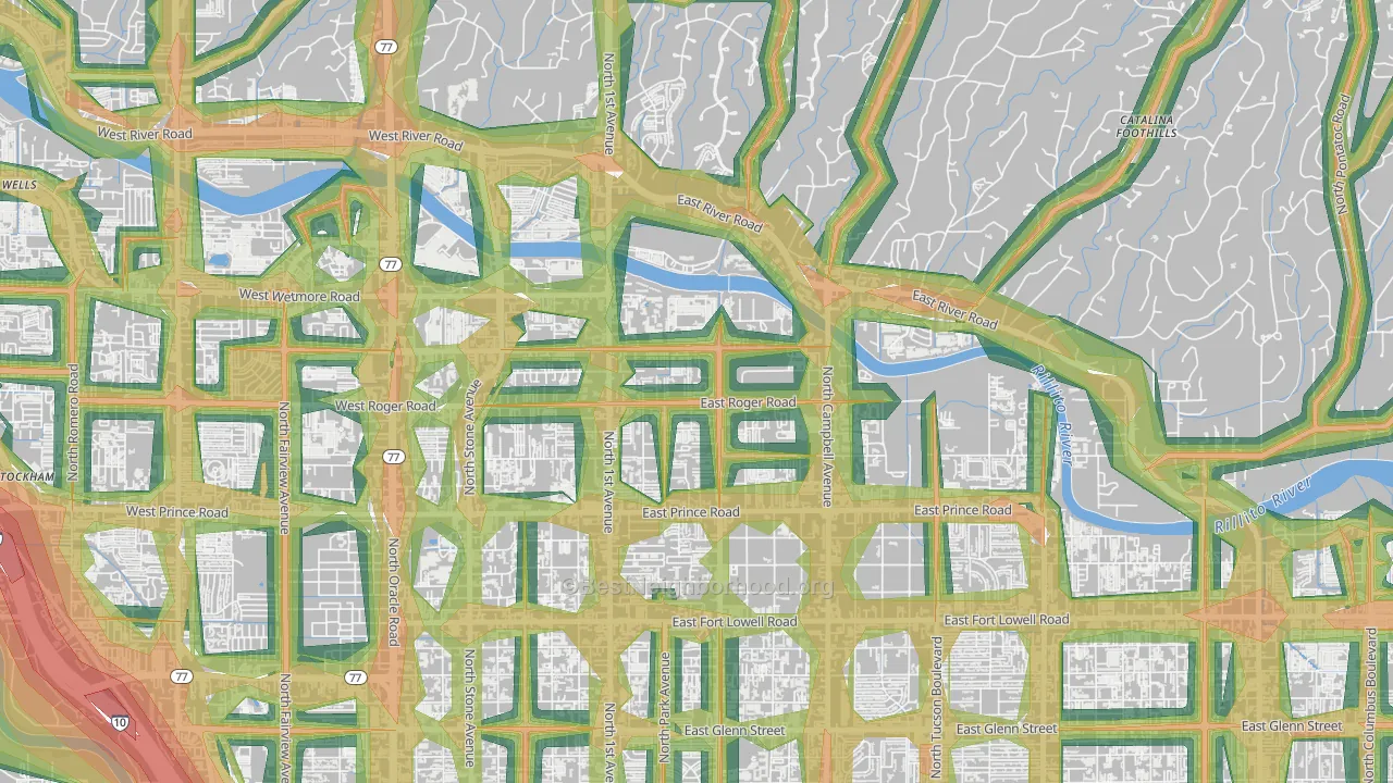 Campus Farm, Tucson, AZ Map of Noise Levels in Campus Farm