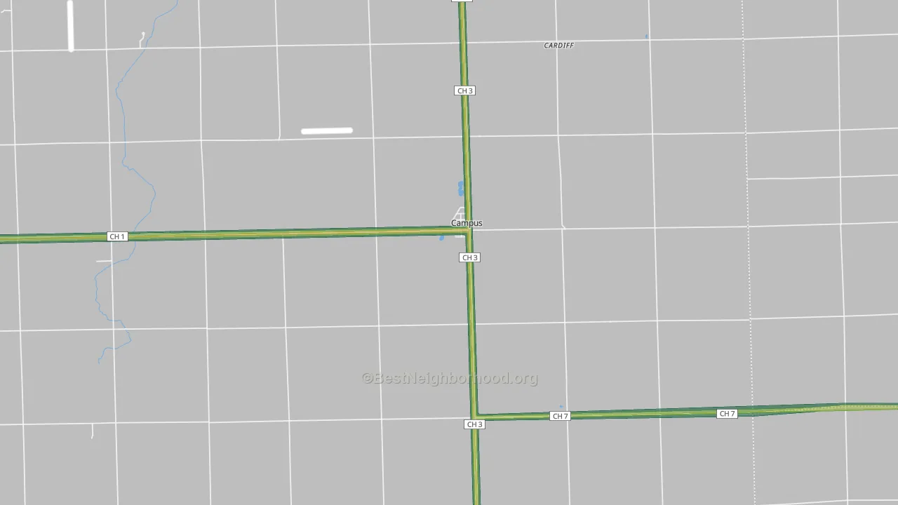 Campus, IL Map of Noise Levels in Campus