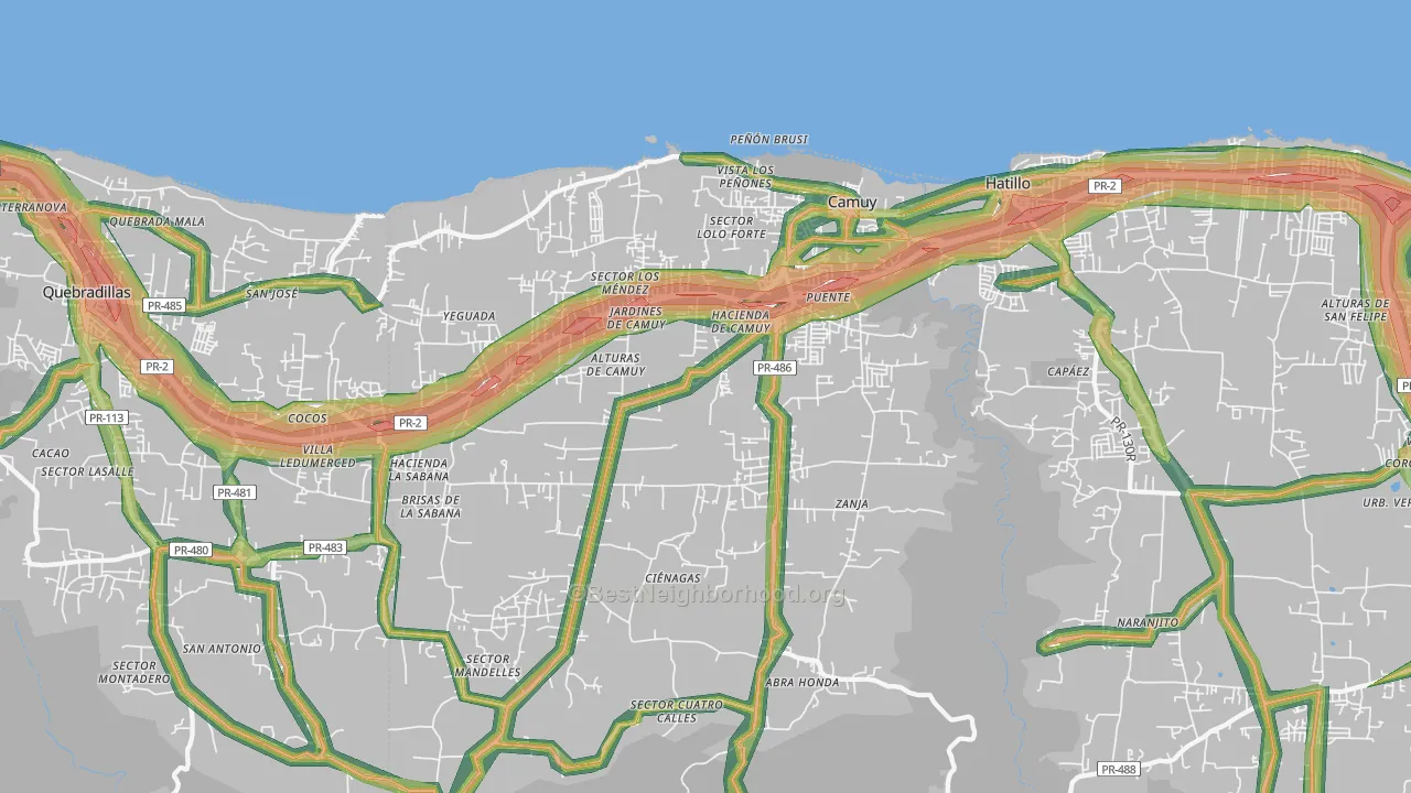 Camuy, PR Map of Noise Levels in Camuy