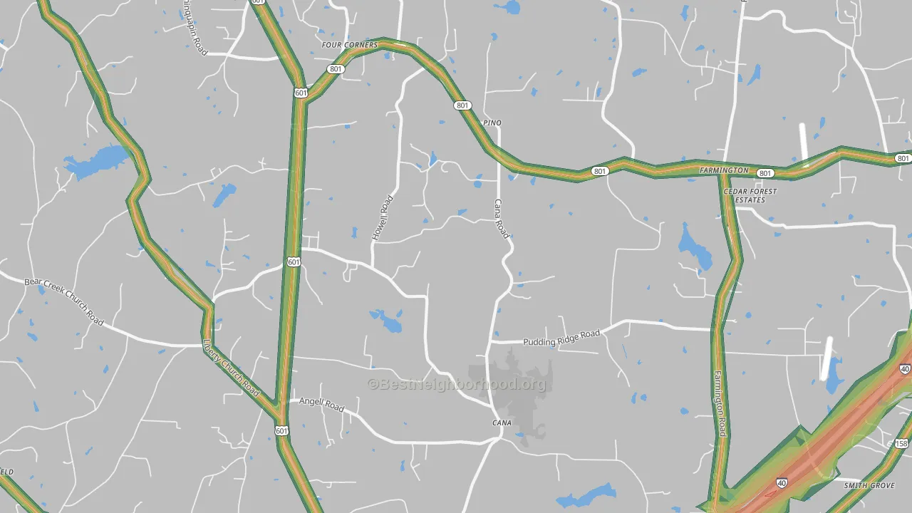 Cana, NC Map of Noise Levels in Cana