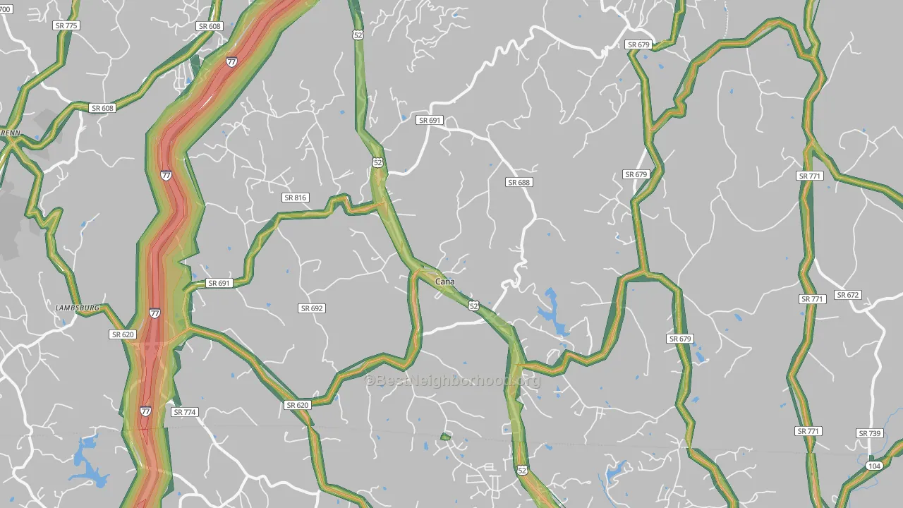 Cana, VA Map of Noise Levels in Cana