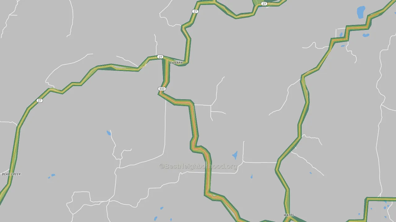Canaan, AR Map of Noise Levels in Canaan