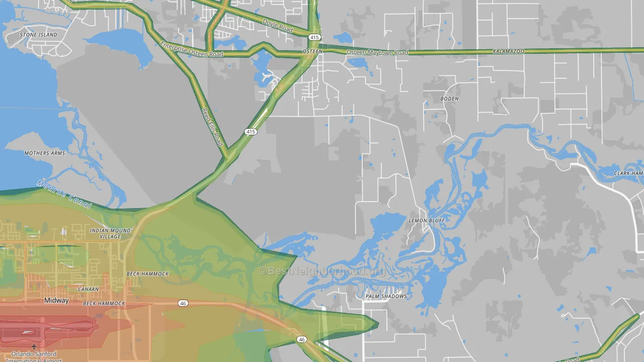 Canaan, FL Map of Noise Levels in Canaan