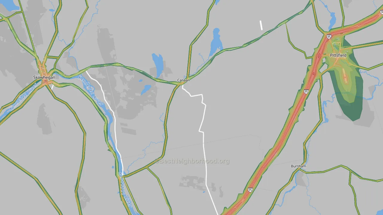 Canaan, ME Map of Noise Levels in Canaan