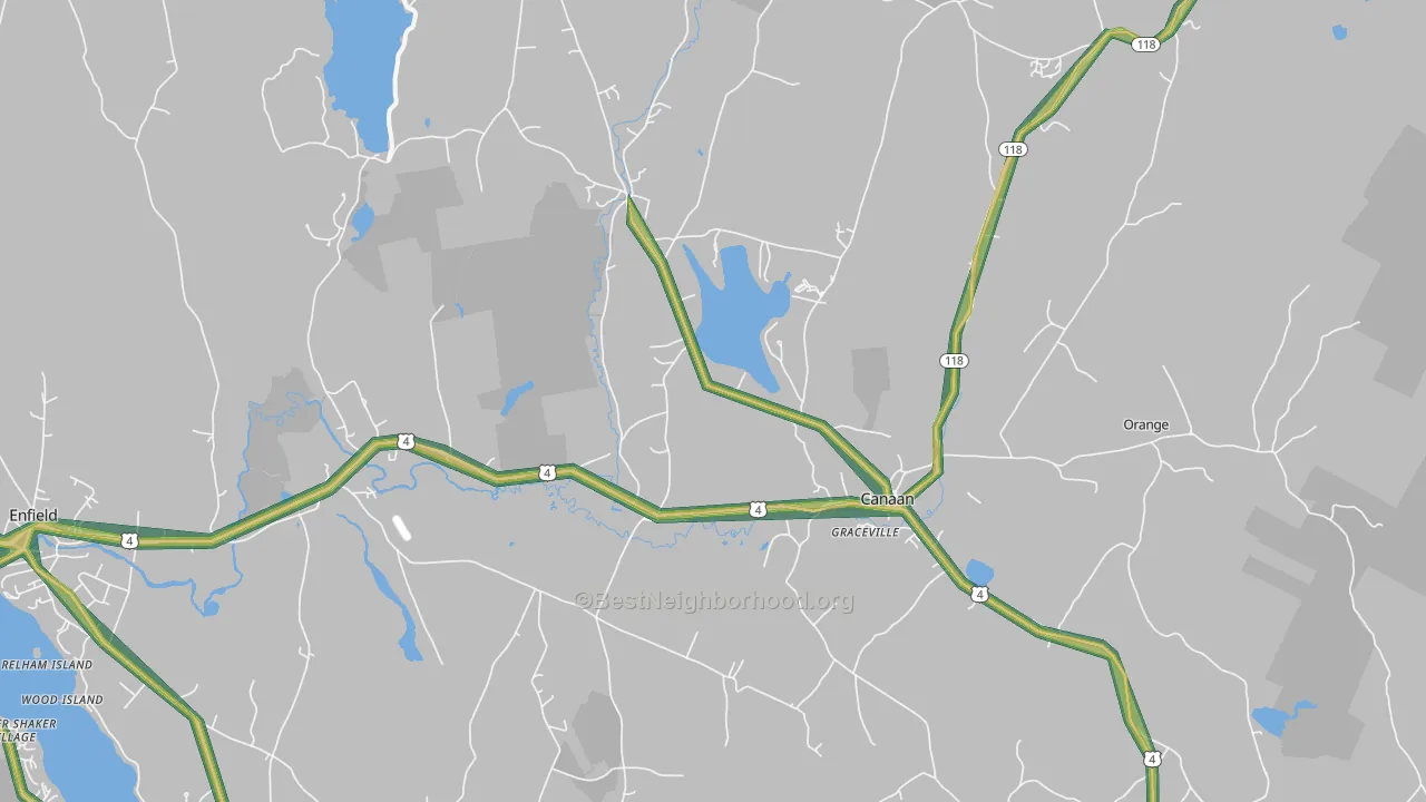 Canaan, NH Map of Noise Levels in Canaan