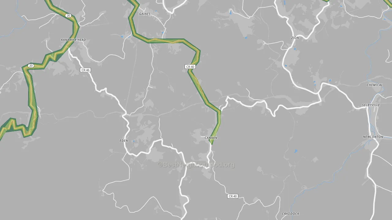 Canaan, WV Map of Noise Levels in Canaan
