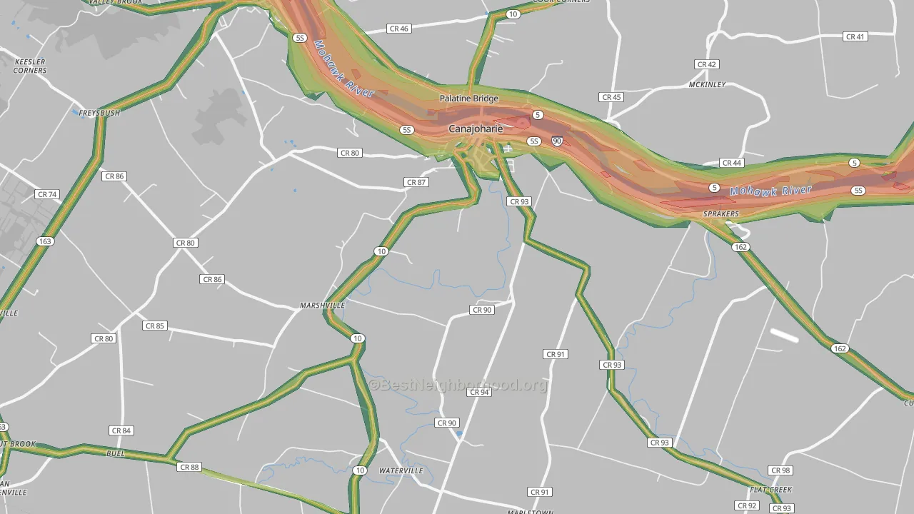 Canajoharie, NY Map of Noise Levels in Canajoharie