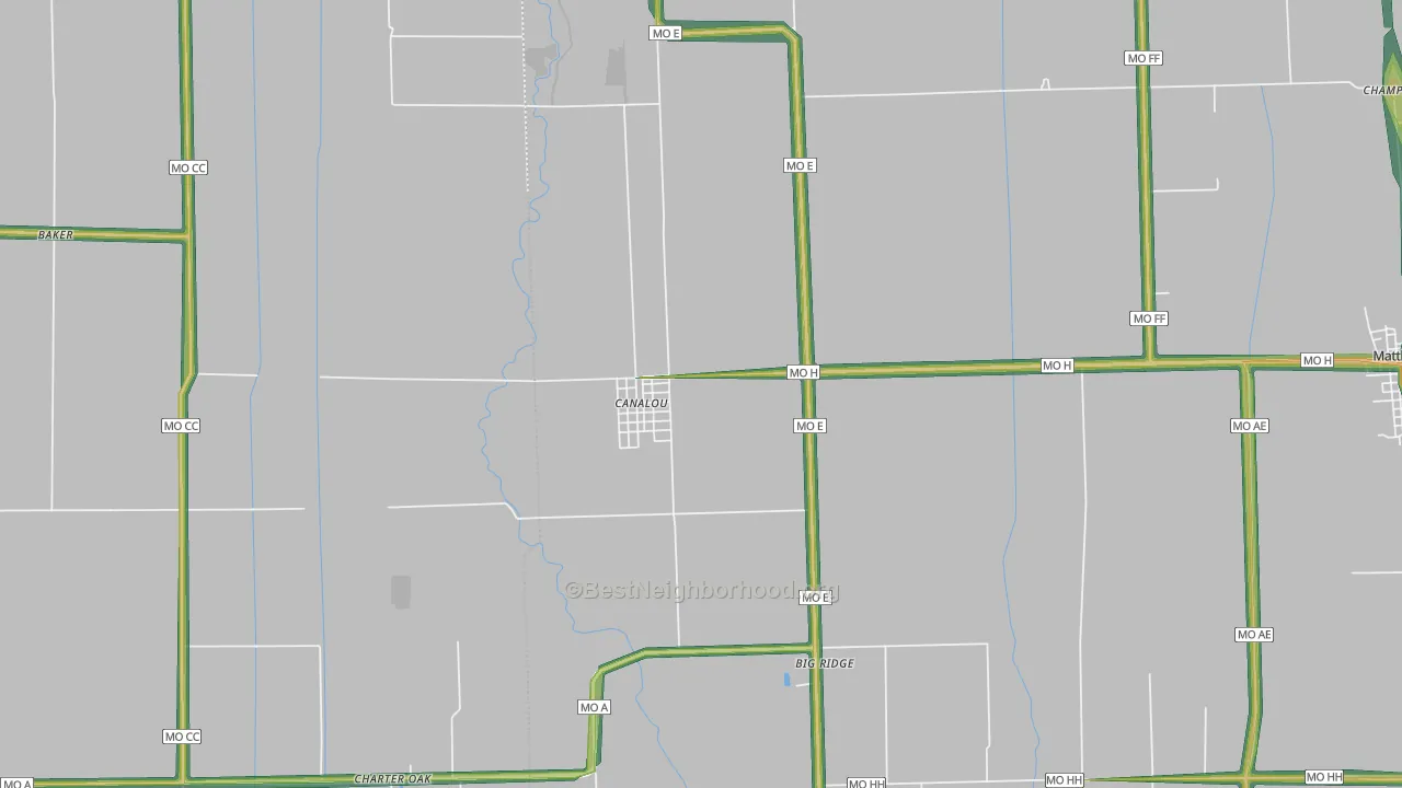 Canalou, MO Map of Noise Levels in Canalou