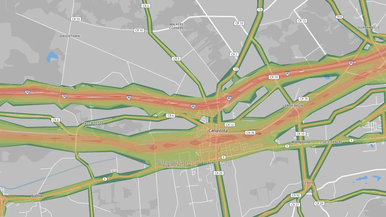Canastota, NY Map of Noise Levels in Canastota