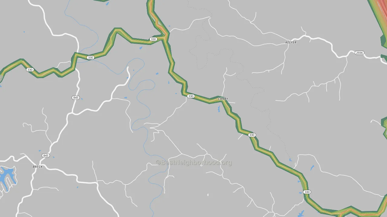 Canby, KY Map of Noise Levels in Canby