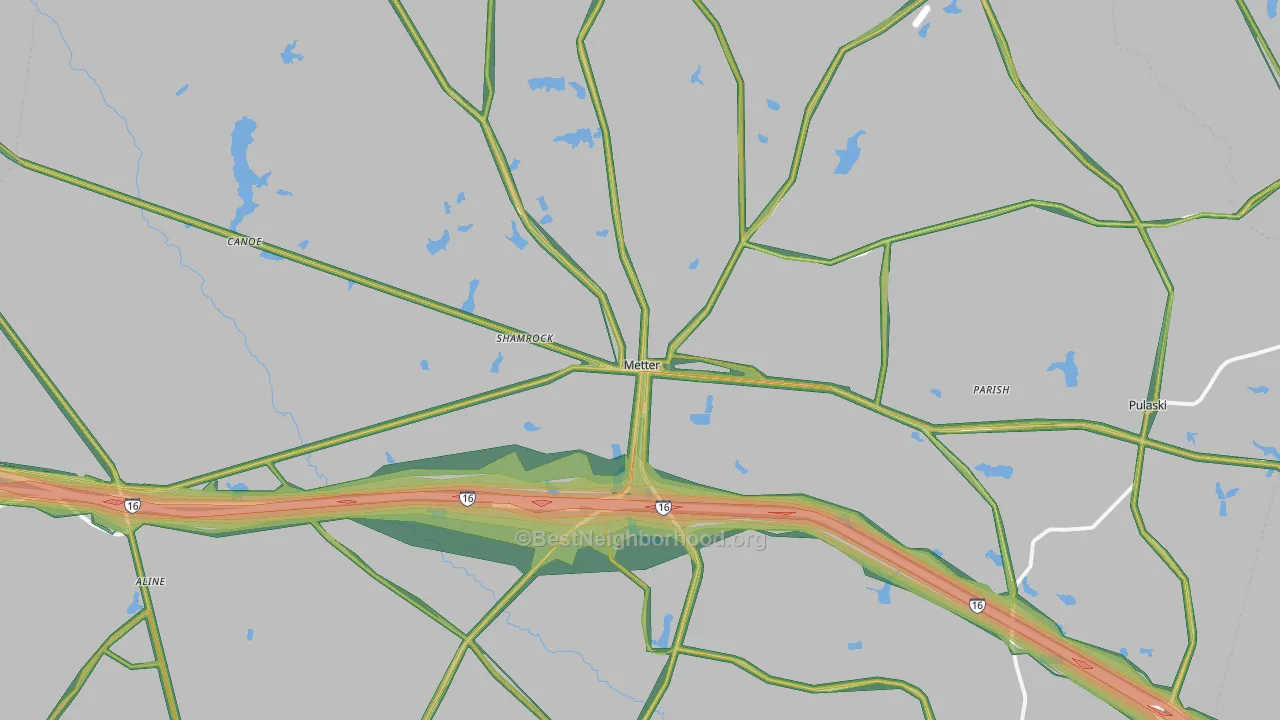 Candler County, GA Map of Noise Levels in Candler County