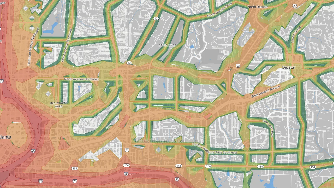 Candler Park, Atlanta, GA Map of Noise Levels in Candler Park