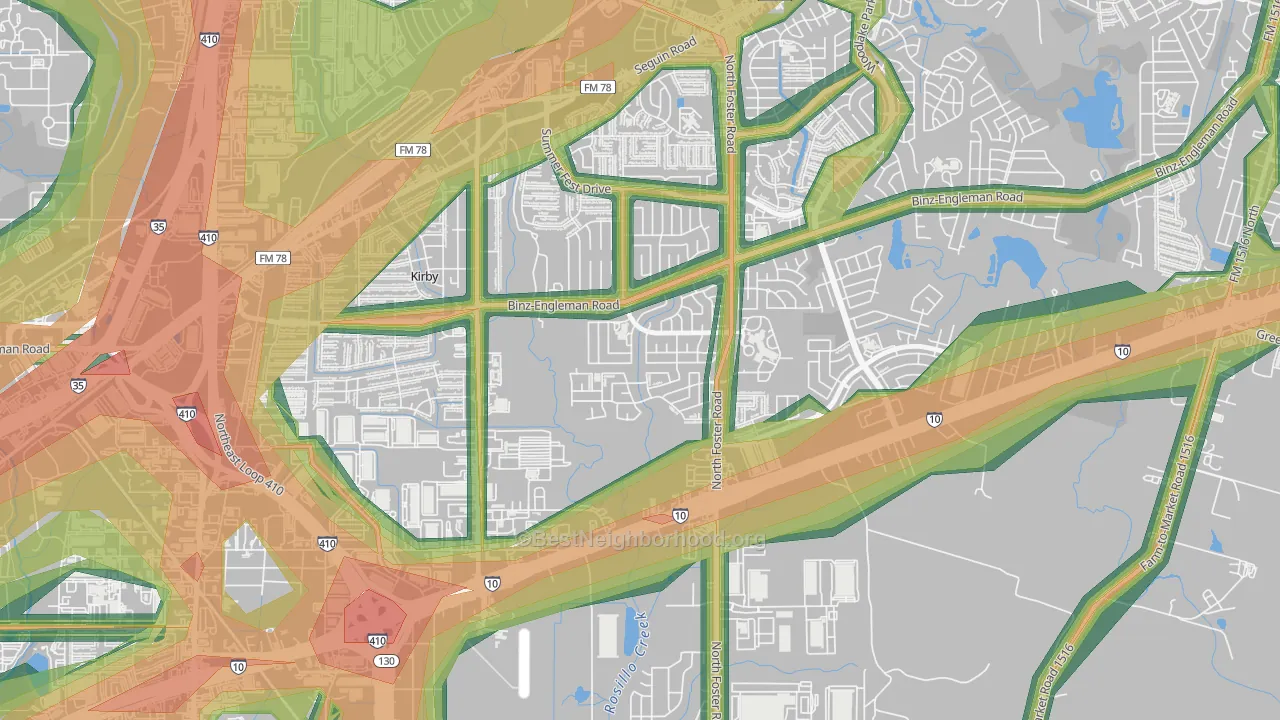 Candlewood Park, San Antonio, TX Map of Noise Levels in Candlewood Park