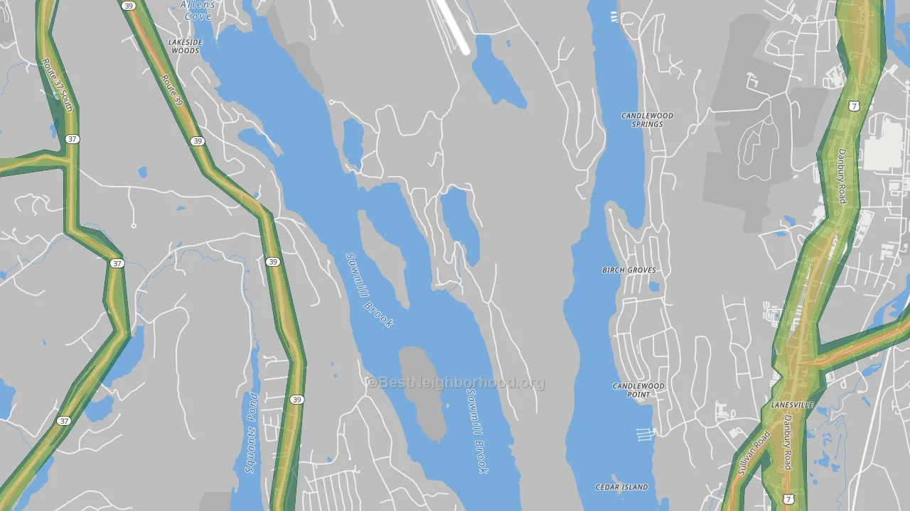 Candlewood Point, CT Map of Noise Levels in Candlewood Point