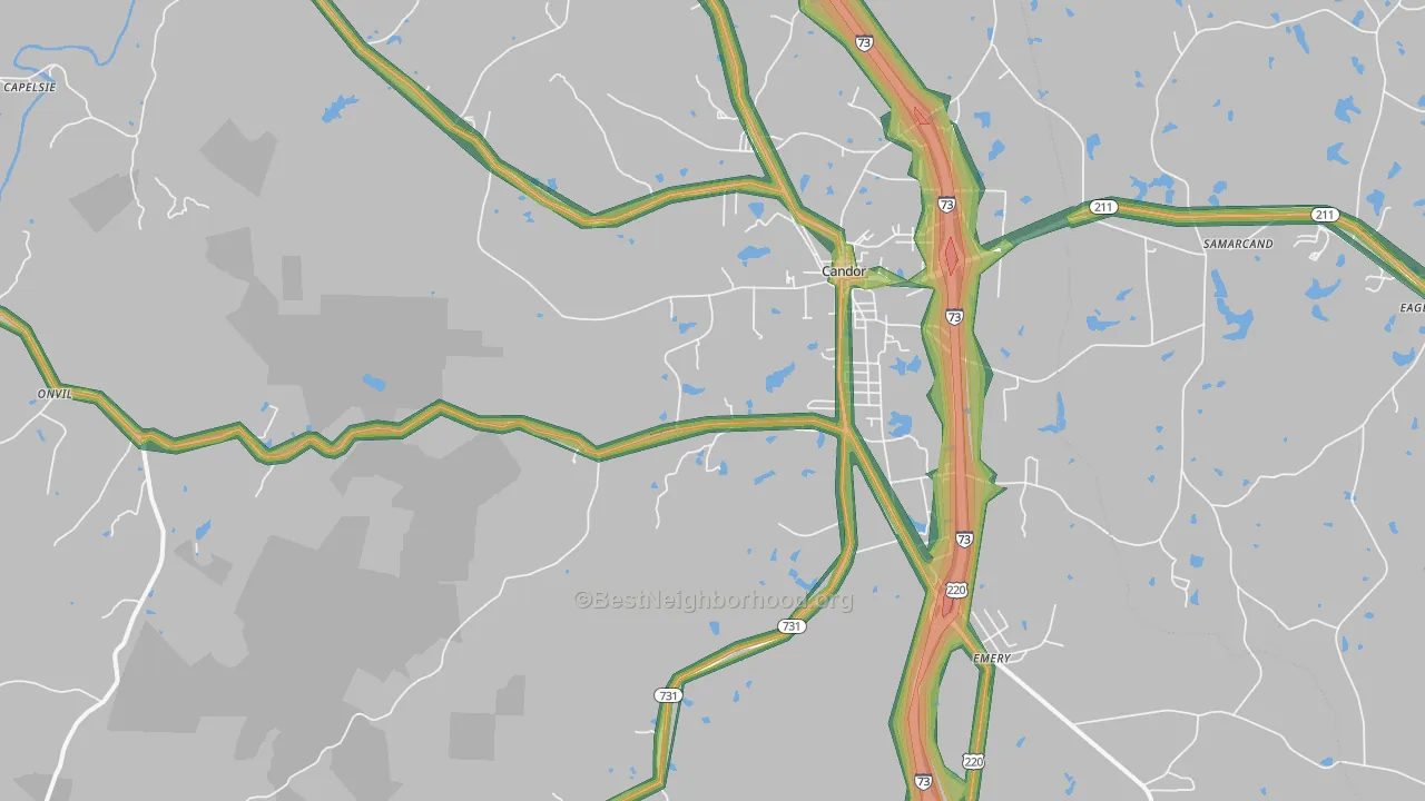 Candor, NC Map of Noise Levels in Candor