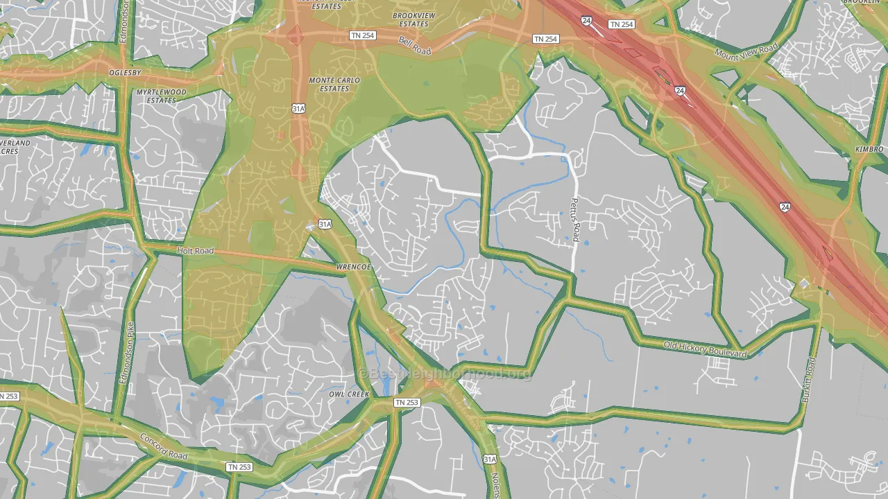 Cane Ridge, Antioch, TN Map of Noise Levels in Cane Ridge