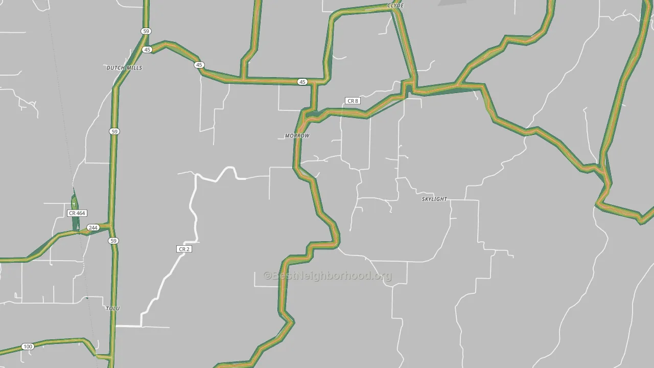 Canehill, AR Map of Noise Levels in Canehill