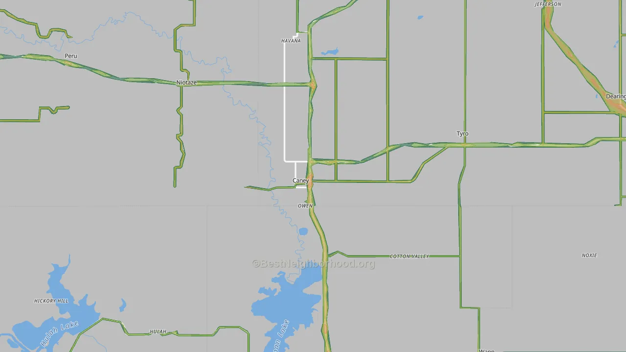 Caney, KS Map of Noise Levels in Caney