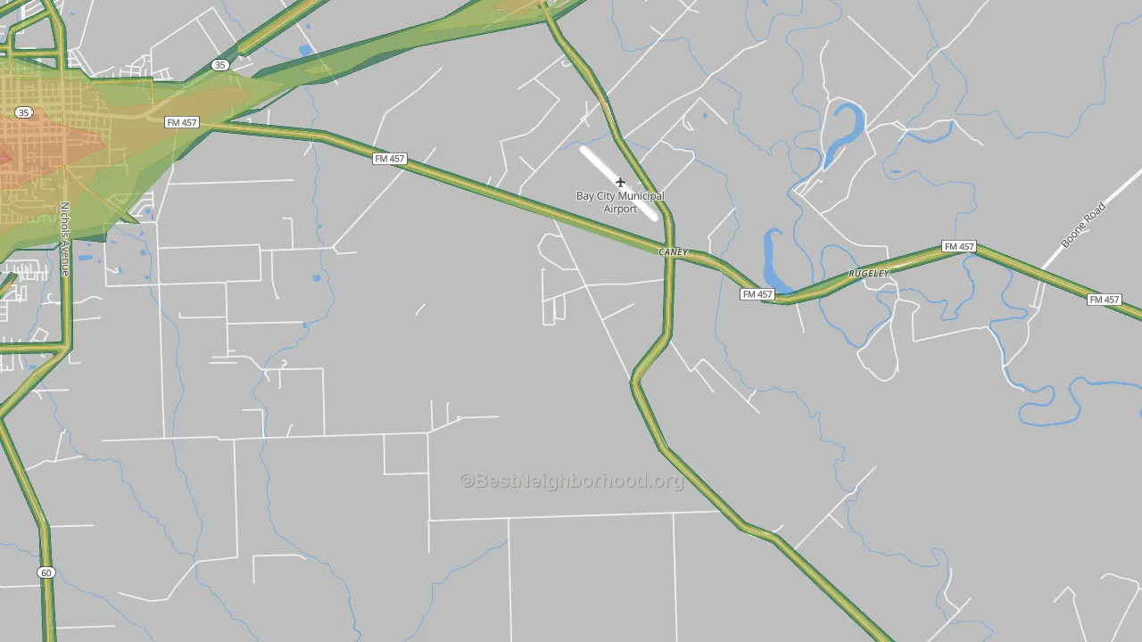 Caney, TX Map of Noise Levels in Caney