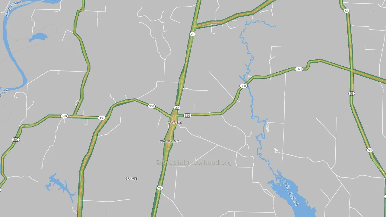 Canfield, AR Map of Noise Levels in Canfield
