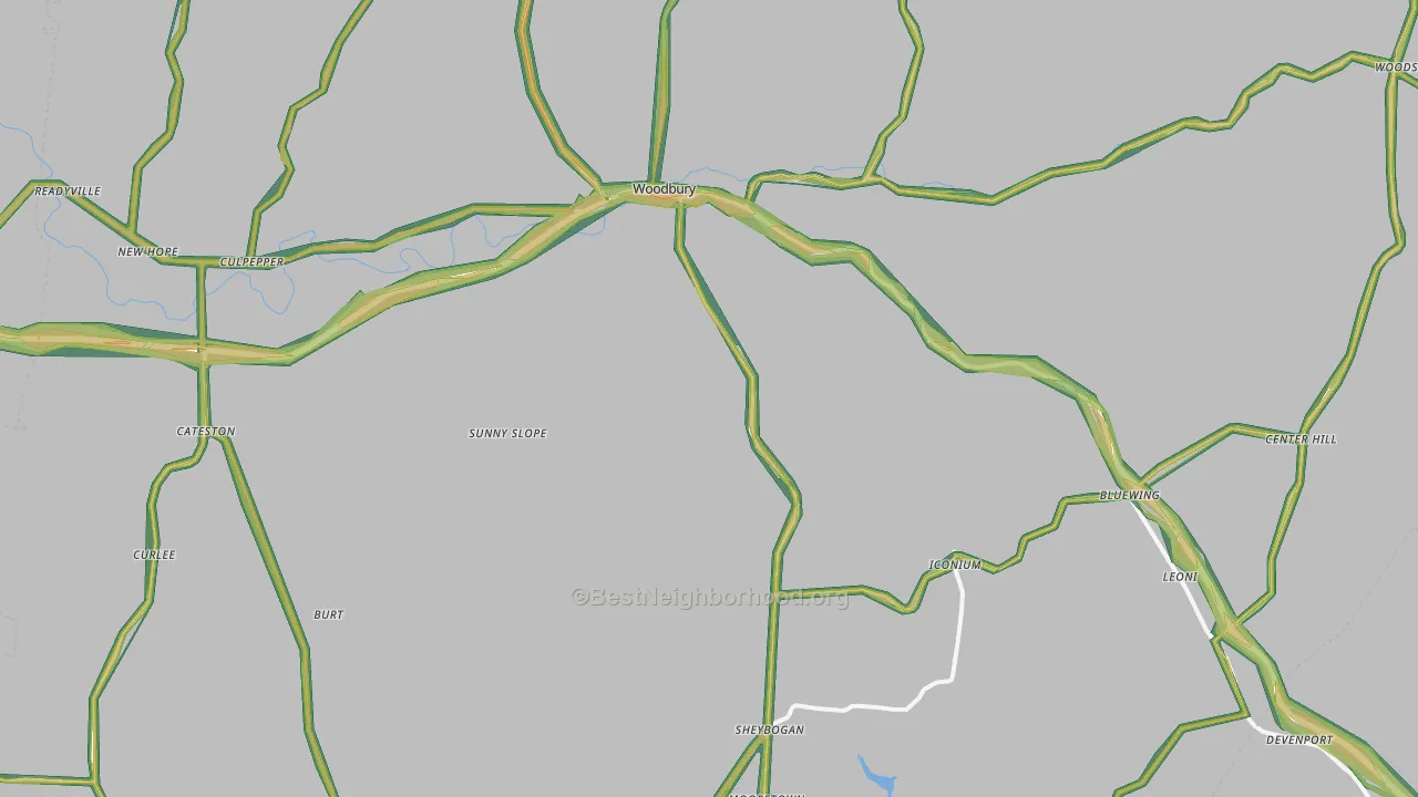 Cannon County, TN Map of Noise Levels in Cannon County