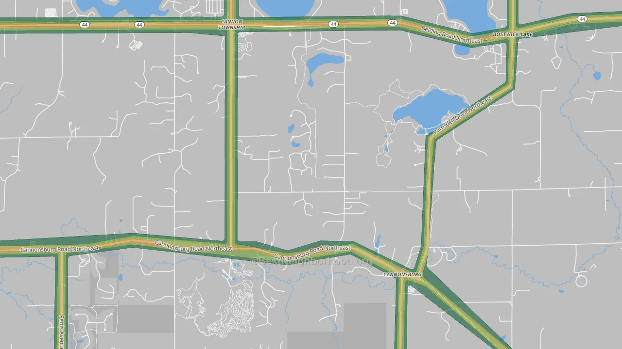 Cannonsburg, MI Map of Noise Levels in Cannonsburg